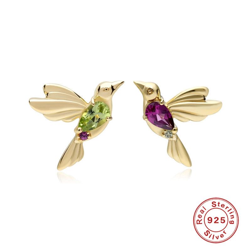 Moda Pájaro Plata Esterlina Pendientes Enchapado Circón Pendientes De Plata 925