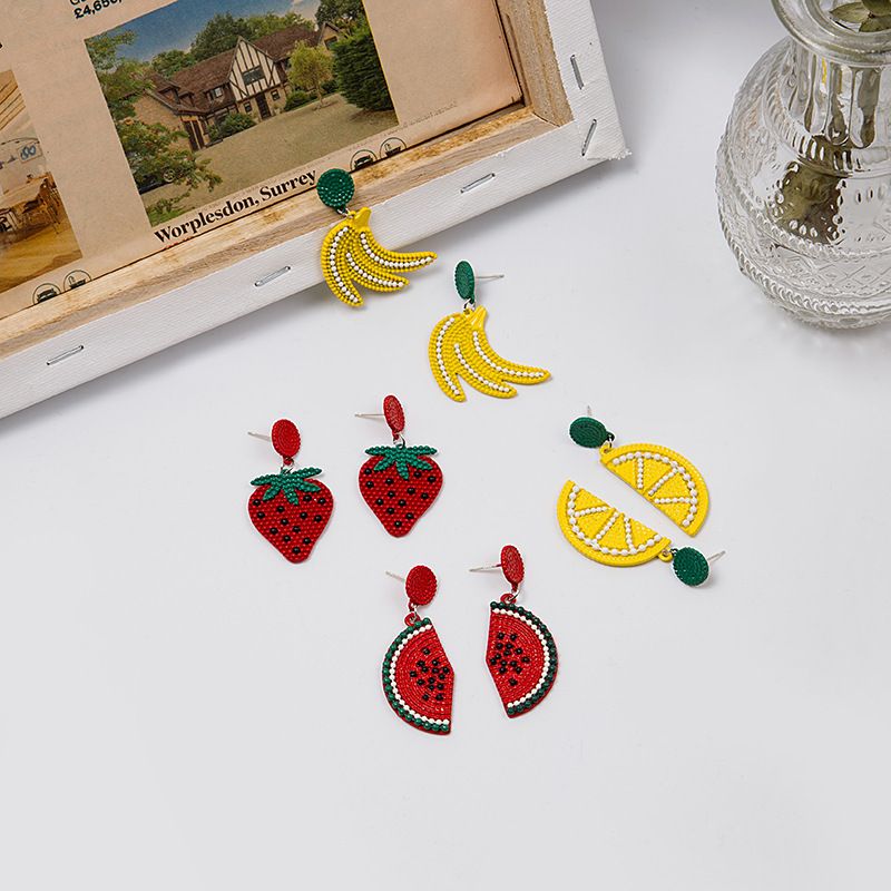 Fashion Fruit Alloy Paint No Inlaid Drop Earrings