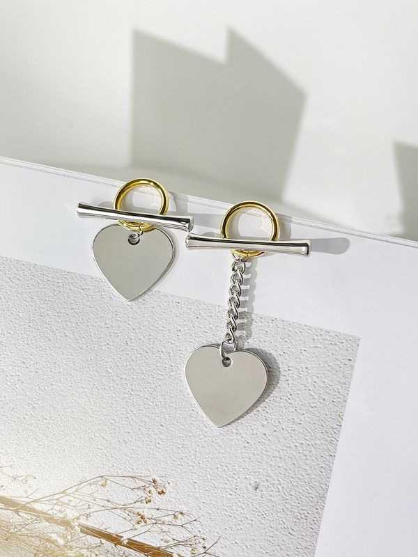 Fashion Heart Shape Plating Chain Copper Earrings