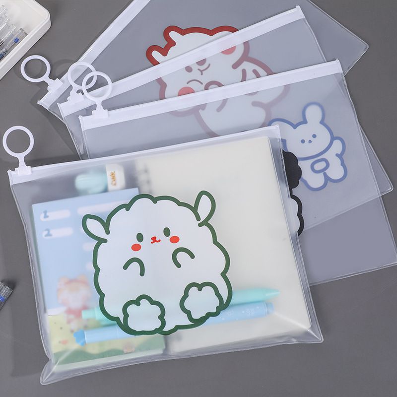 Lovely Cartoon Transparent Zip Multi - Function Storage Pack Students