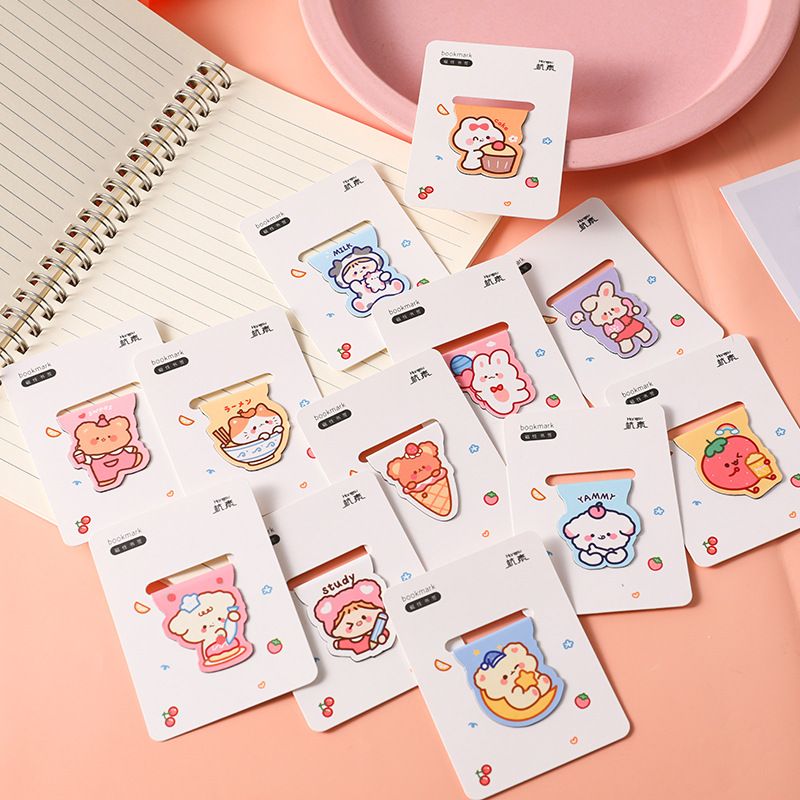Cute Cartoon Beautifully Shaped Student Double-sided Paper Alloy Magnetic Bookmark