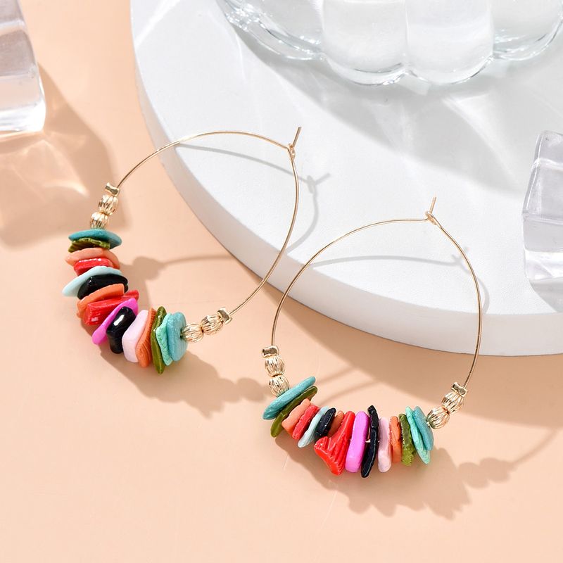 Fashion Geometric Shell Iron Hoop Earrings