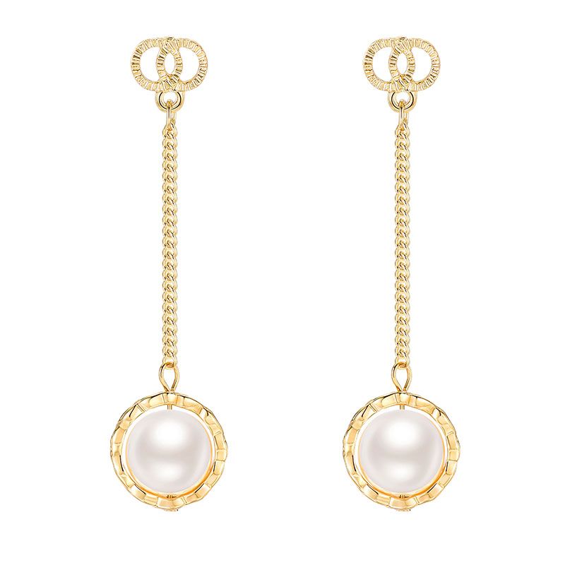 Simple Style Geometric Alloy Plating Artificial Pearls Drop Earrings 1 Pair