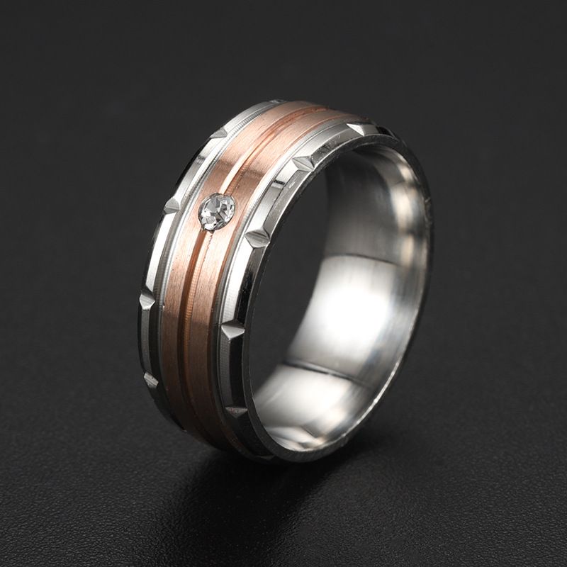 Romantic Geometric Stainless Steel Rings Plating Rhinestones Stainless Steel Rings
