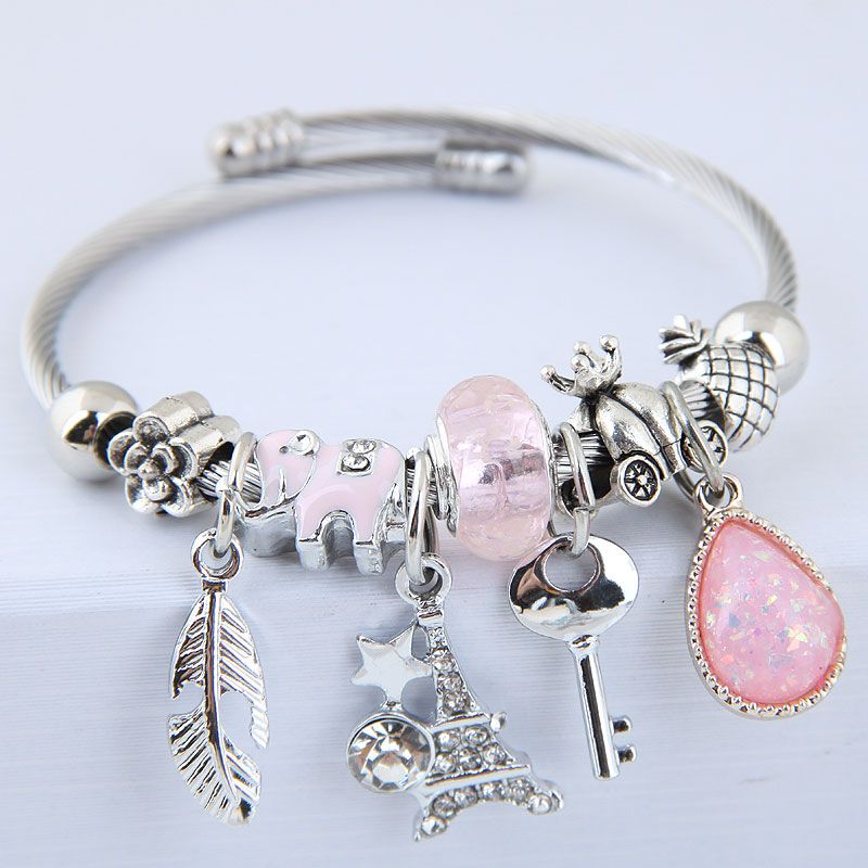 Classic Style Water Droplets Alloy Inlay Rhinestone Bangle