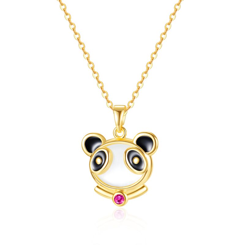 Cute Panda Stainless Steel Copper Necklace Plating Zircon Stainless Steel Necklaces