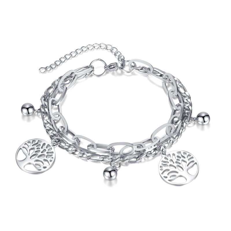 Fashion Tree Stainless Steel Bracelets Layered Chain No Inlaid Stainless Steel Bracelets