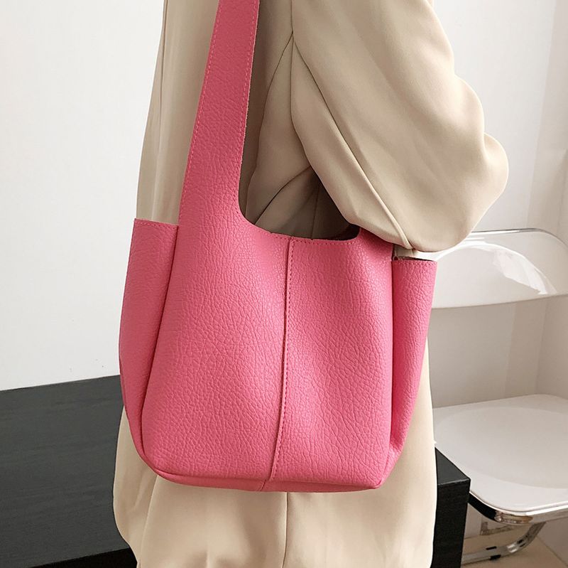 Fashion Solid Color Magnetic Buckle Tote Bag