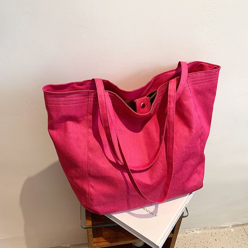 Streetwear Solid Color Buckle Tote Bag