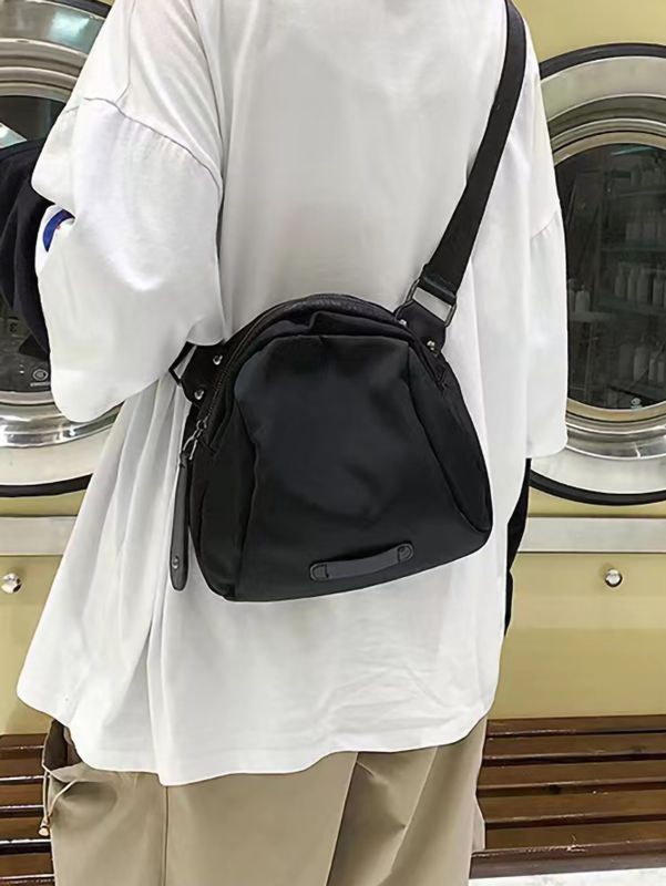 Fashion Solid Color Soft Surface Oval Zipper Shoulder Bag