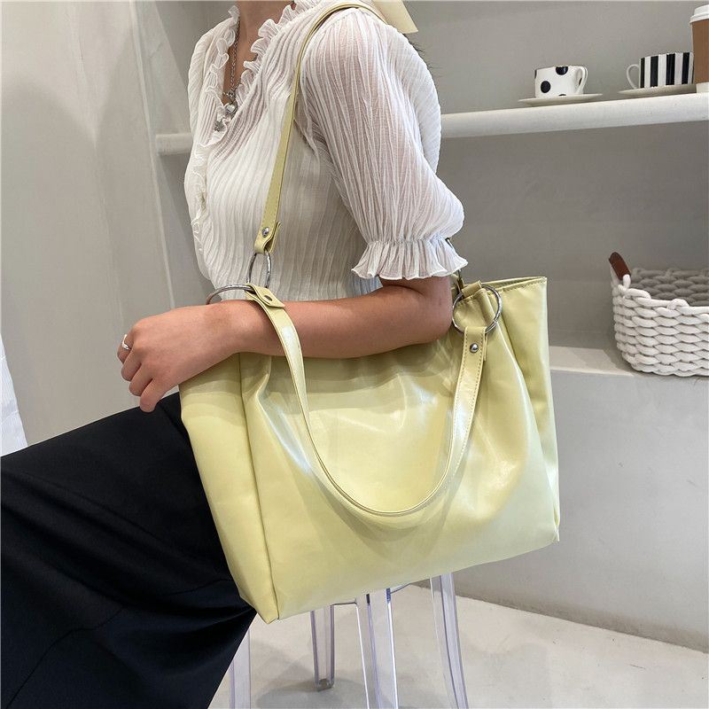 Streetwear Solid Color Square Zipper Tote Bag