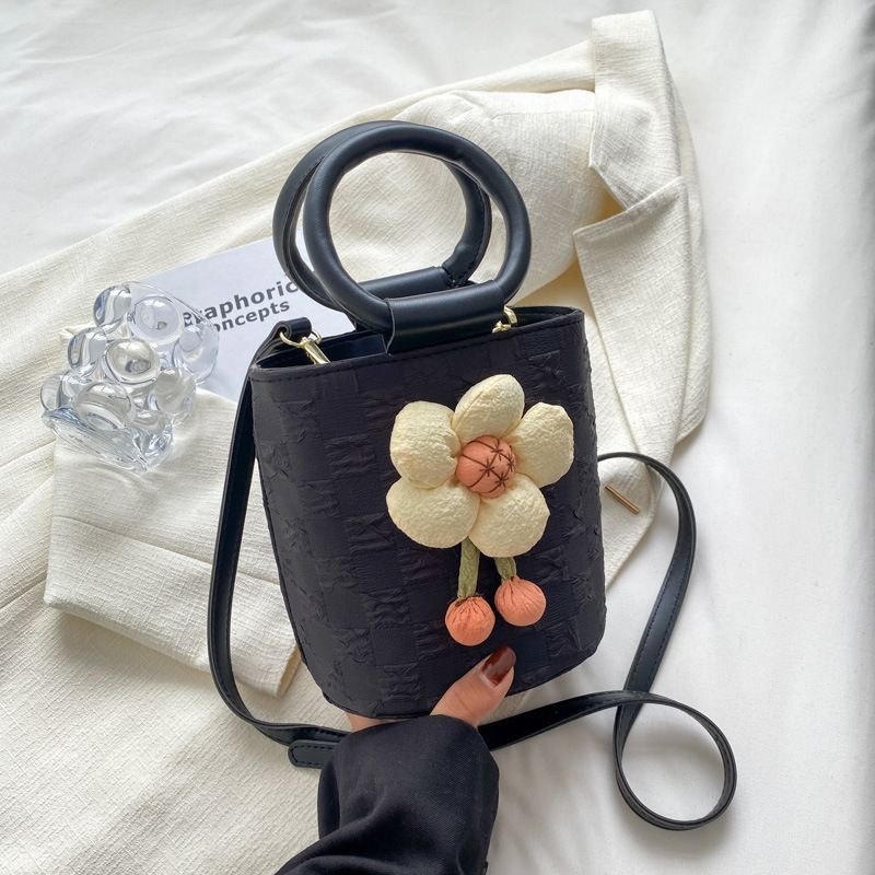 Cute Floral Bucket Zipper Bucket Bag