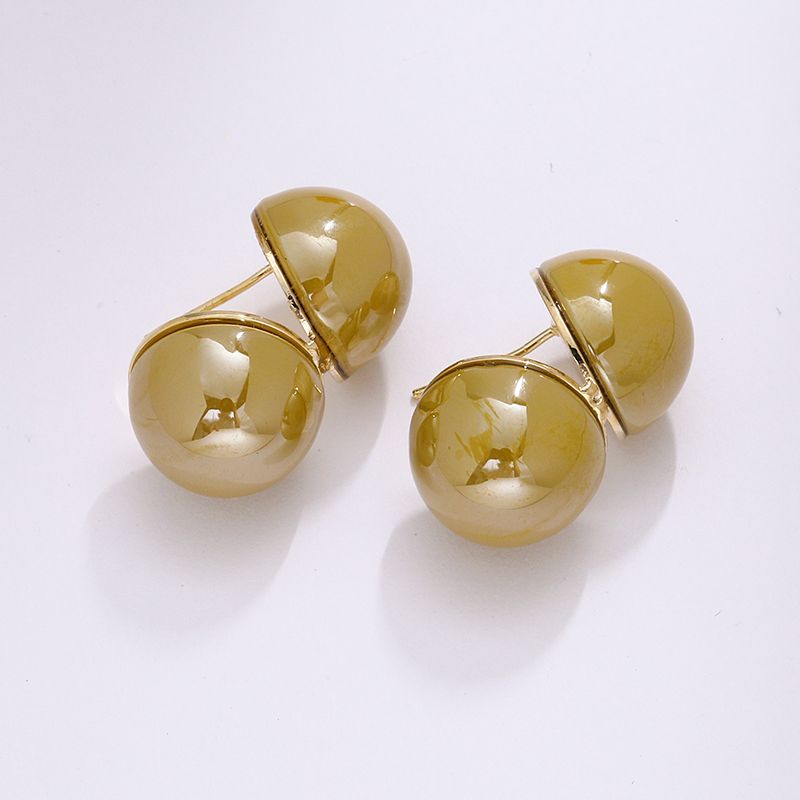 Novelty Semicircle Alloy Inlay Beads Ear Studs 1 Pair