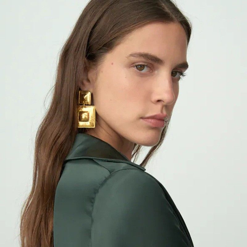 Fashion Geometric Alloy Plating Drop Earrings