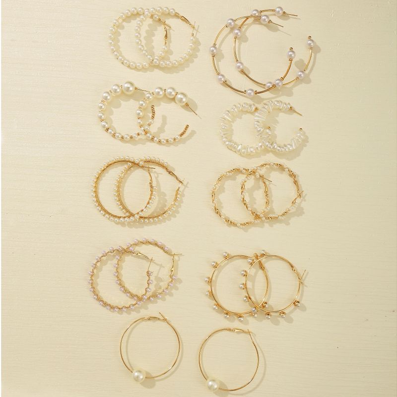 Einfacher Stil Geometrisch Gemischte Materialien Inlay Künstliche Perlen Ohrringe