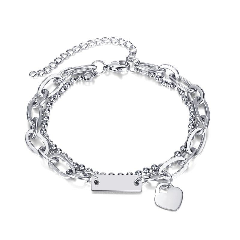 Fashion Heart Shape Stainless Steel No Inlaid Bracelets In Bulk