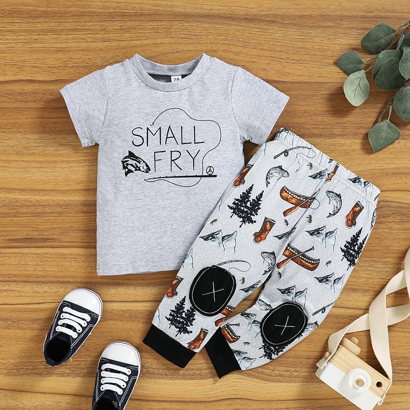 Brief Baumwolle Polyester Drucken Hosen-sets Baby Kleidung