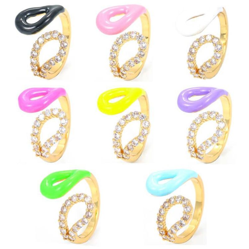 Fashion Geometric Copper Open Ring Plating Zircon Copper Rings