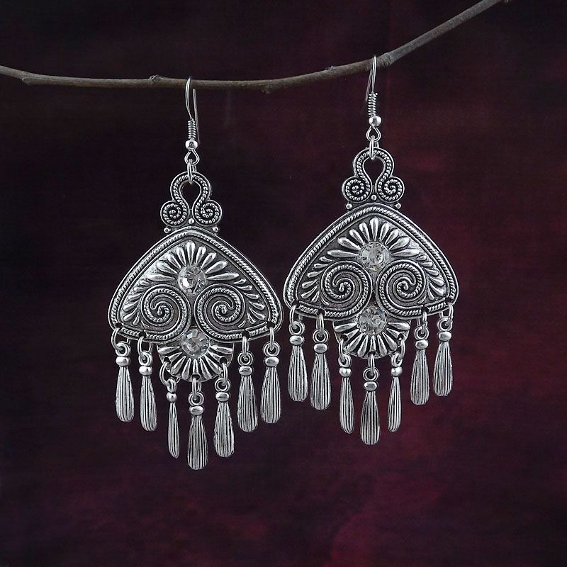 Ethnic Style Tribal Alloy Tassel Plating Artificial Rhinestones Earrings