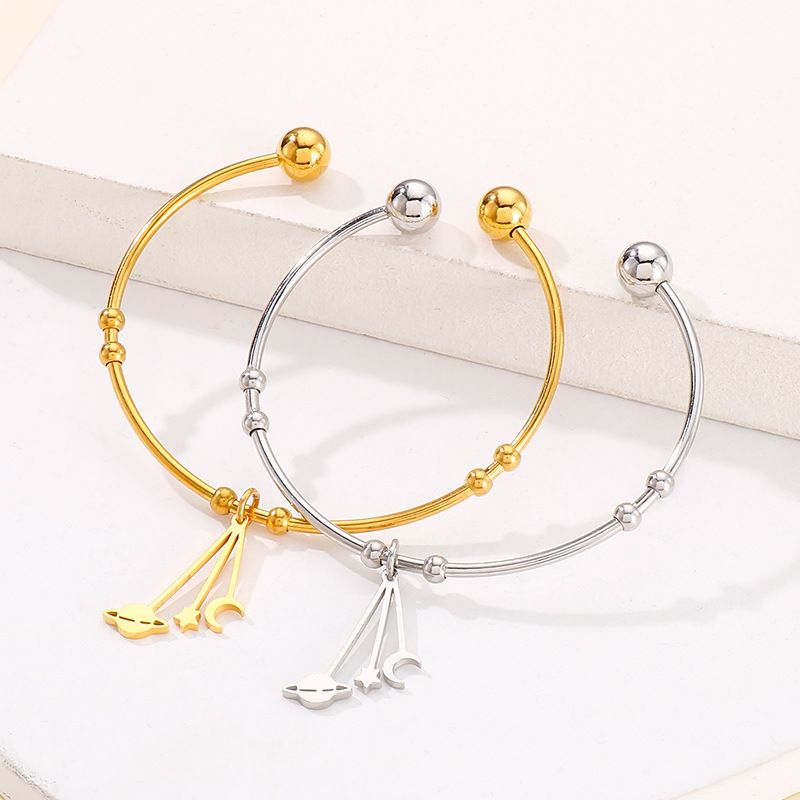 Fashion Star Moon Stainless Steel Bangle No Inlaid Stainless Steel Bracelets
