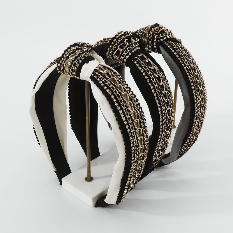 Fashion Geometric Cloth Knot Inlay Artificial Rhinestones Hair Band