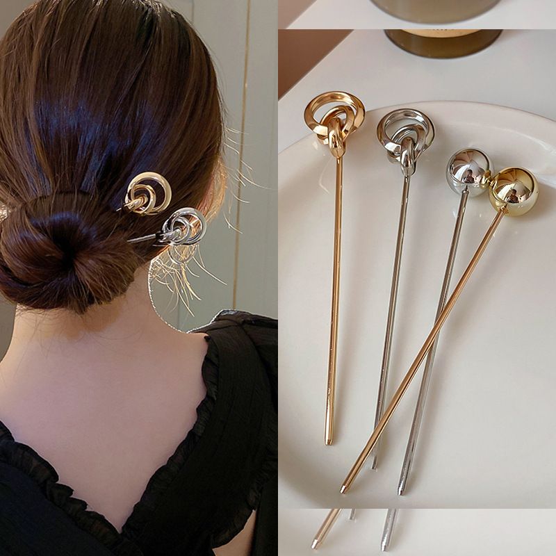 Simple Style Geometric Alloy Plating Hairpin