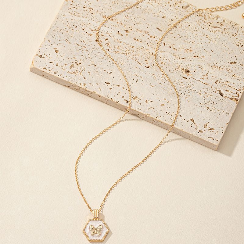 Fashion Geometric Butterfly Alloy Stoving Varnish Pendant Necklace 1 Piece