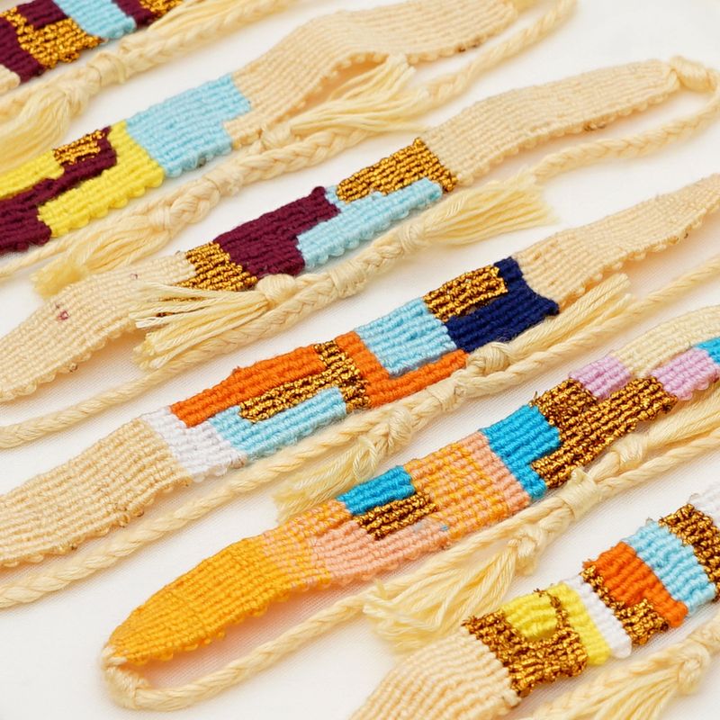 Simple Style Color Block Cotton Handmade Bracelets