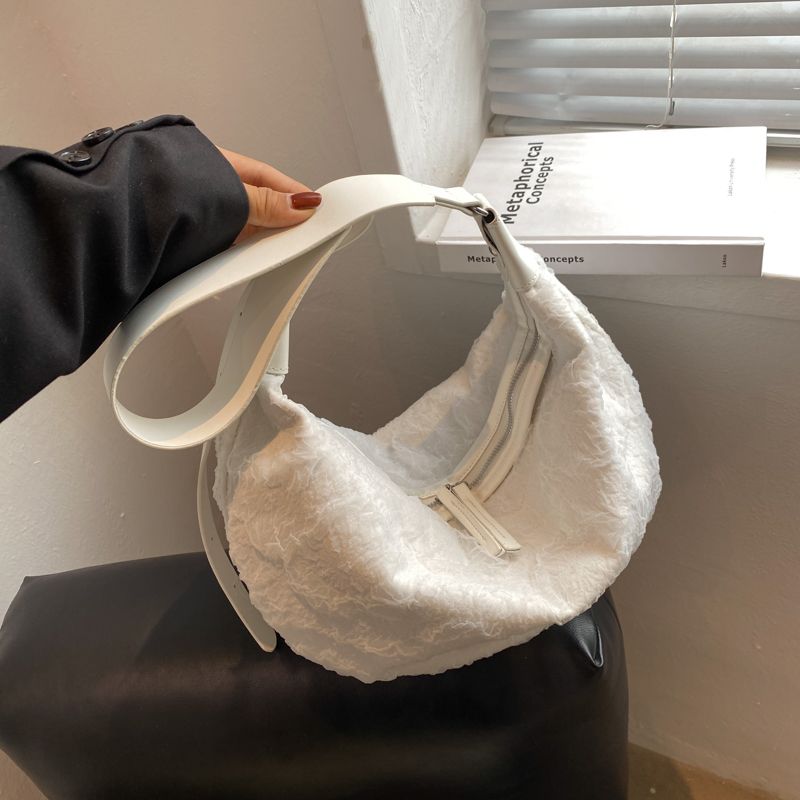 Fashion Solid Color Dumpling-shaped Zipper Underarm Bag