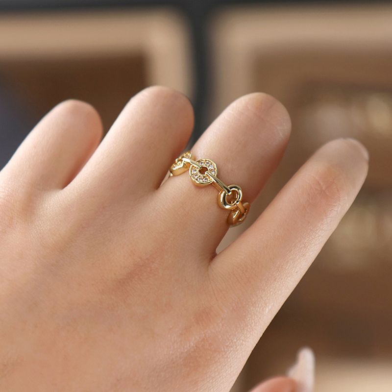 Fashion Circle Copper Open Ring Inlay Zircon Copper Rings