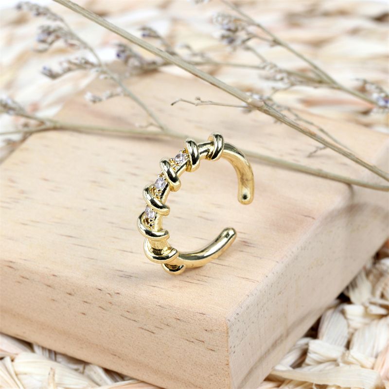 Fashion Geometric Copper Open Ring Inlaid Zircon Zircon Copper Rings