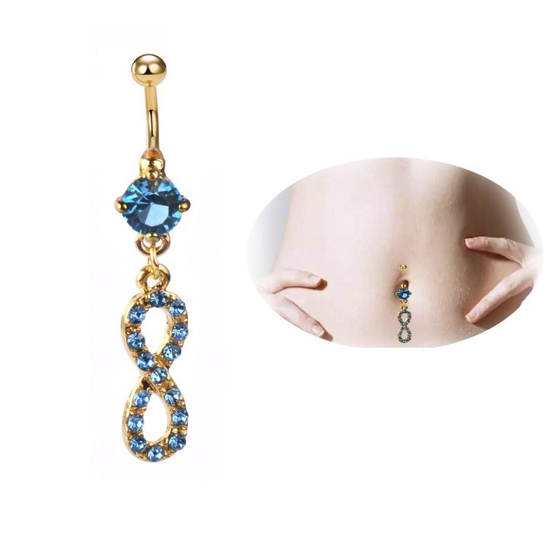 Fashion Number Stainless Steel Inlaid Zircon Zircon Belly Ring