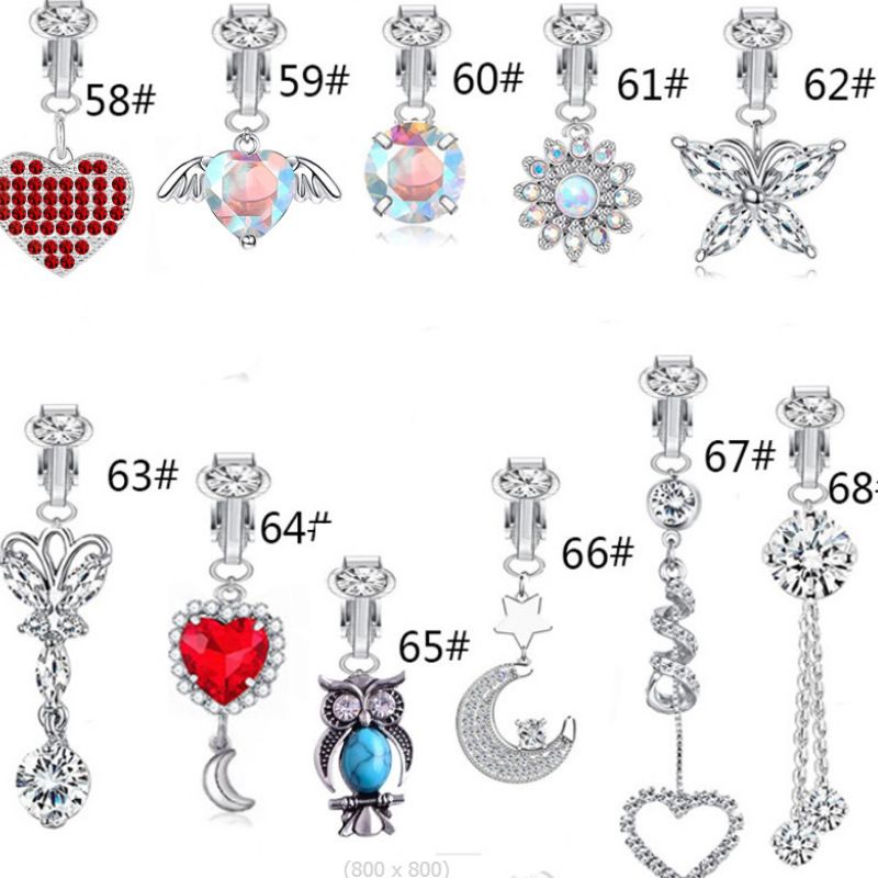 Fashion Heart Shape Crown Butterfly Stainless Steel Plating Zircon Ear Clips Umbilical Ring