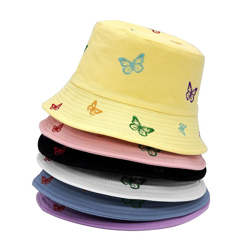 Unisex Basic Butterfly Embroidery Bucket Hat