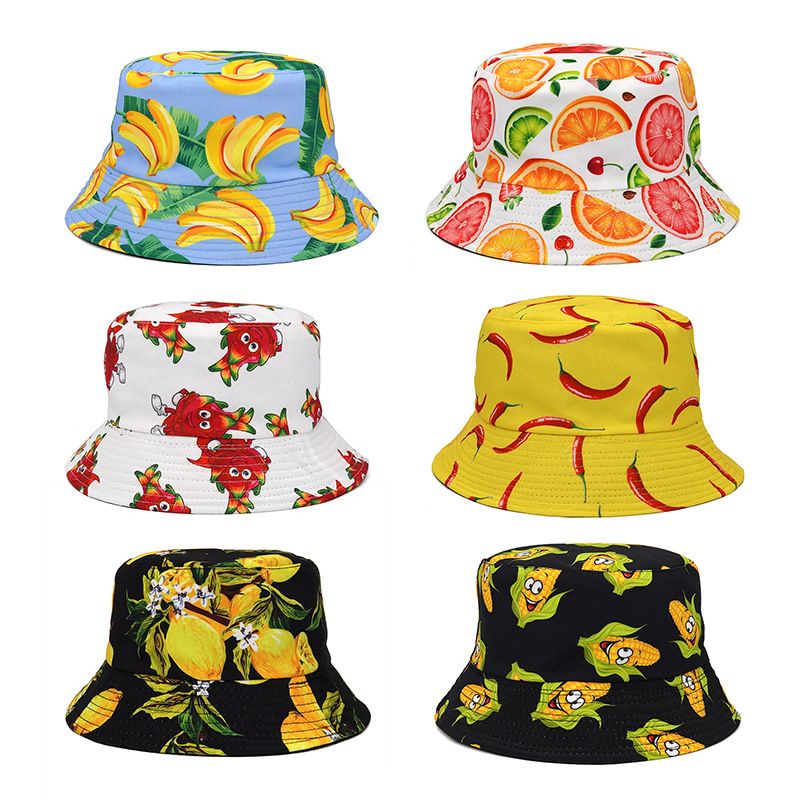 Unisex Basic Fruit Foldable Flat Eaves Bucket Hat
