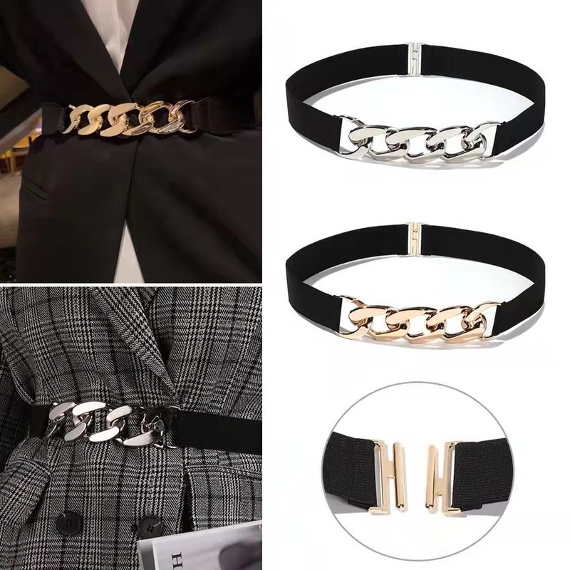 Fashion Solid Color Metal Chain Belt