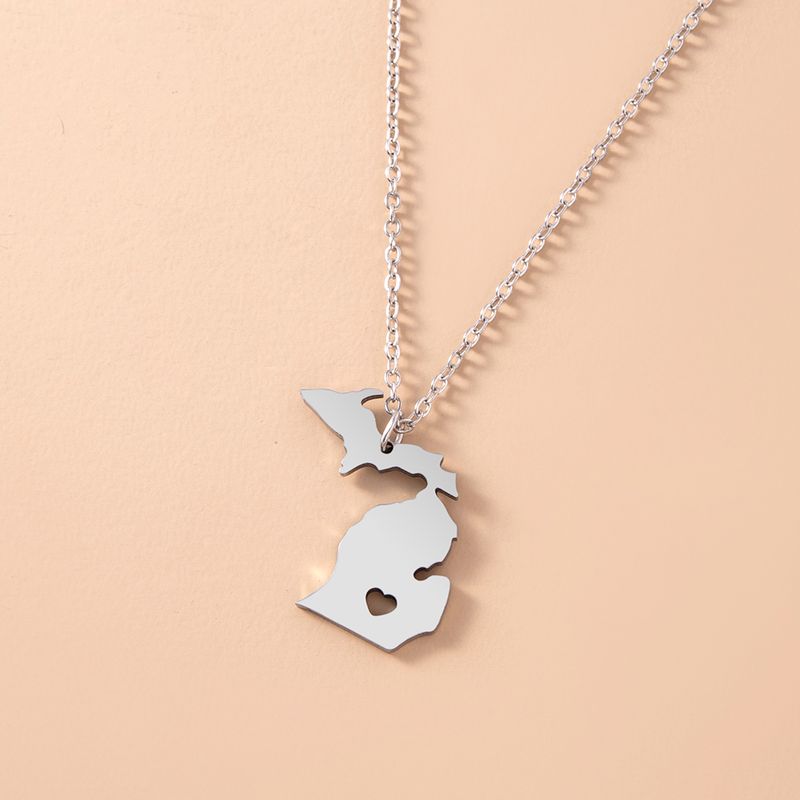 Simple Style Map Stainless Steel Necklace Plating Stainless Steel Necklaces
