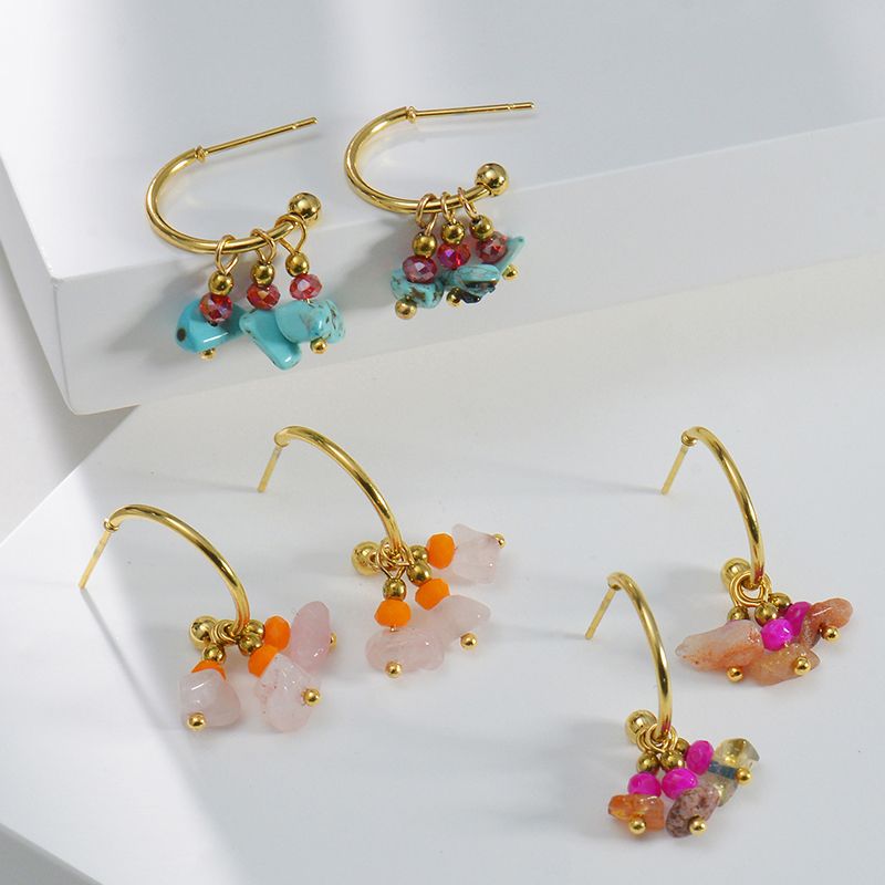 Romantic Stone Stainless Steel Plastic Drop Earrings Plating Stainless Steel Earrings