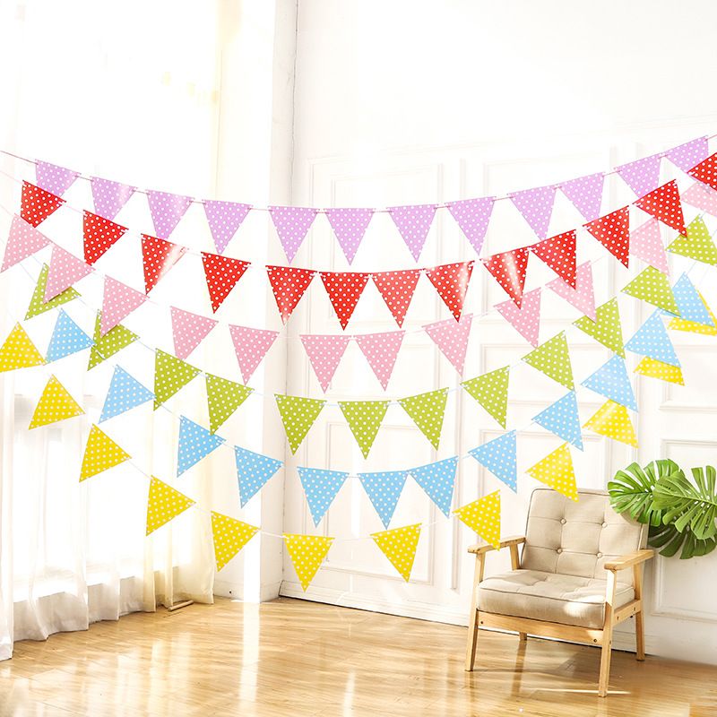 Triangle Flag Festive Party Layout Banner Polka Dot Bunting