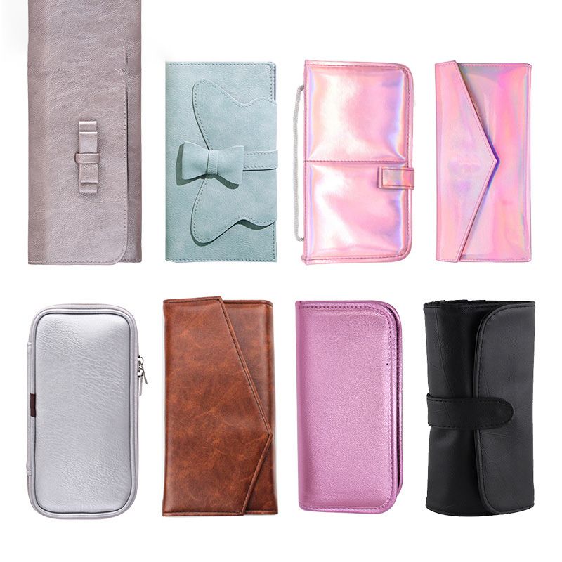 Bolsa De Maquillaje Sobre Rosa Embalaje De 12 Agujeros De Color Sólido Bolsa De Cepillo