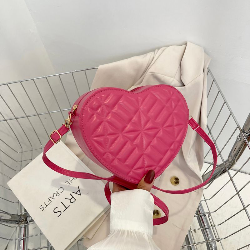 Fashion Heart Shape Quilted Heart-shaped Zipper Shoulder Bag