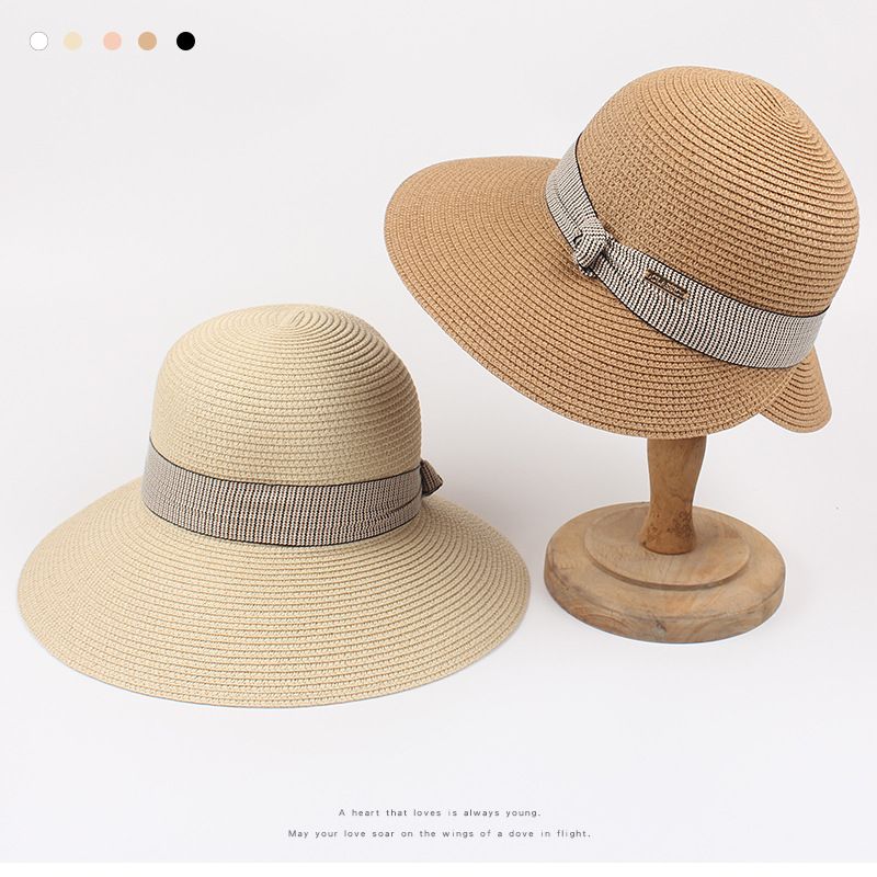 2022 New Summer Fashion Seaside Big Brim Back Slit Casual Sun Straw Hat Female