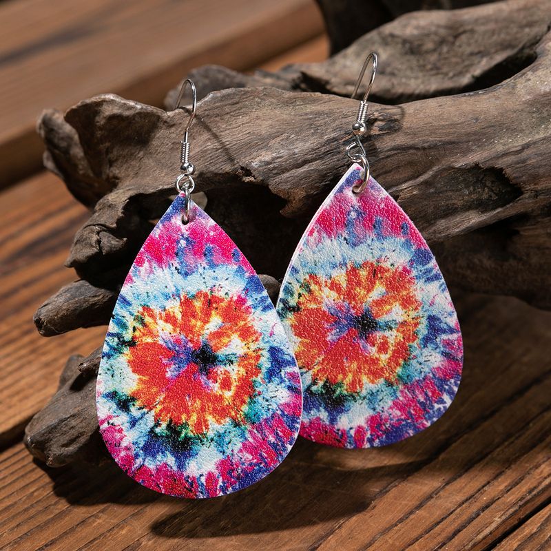 Fashion Water Droplets Alloy Printing No Inlaid Earrings 1 Pair