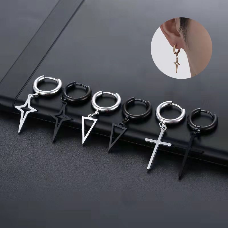 Simple Style Triangle Cross Stainless Steel Earrings Polishing Stainless Steel Earrings