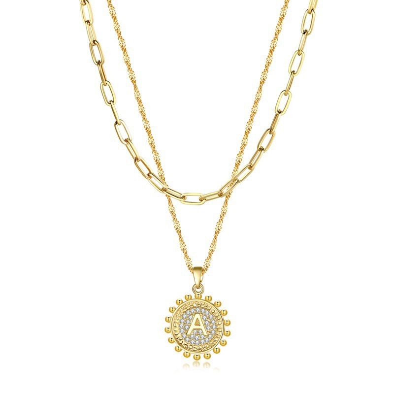 Fashion Letter Alloy Plating Zircon Necklace
