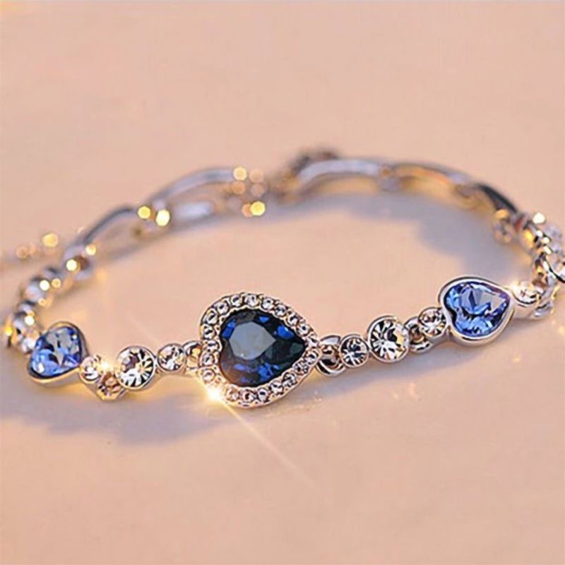 Fashion Heart Shape Alloy Inlaid Gemstone Artificial Gemstones Bracelets