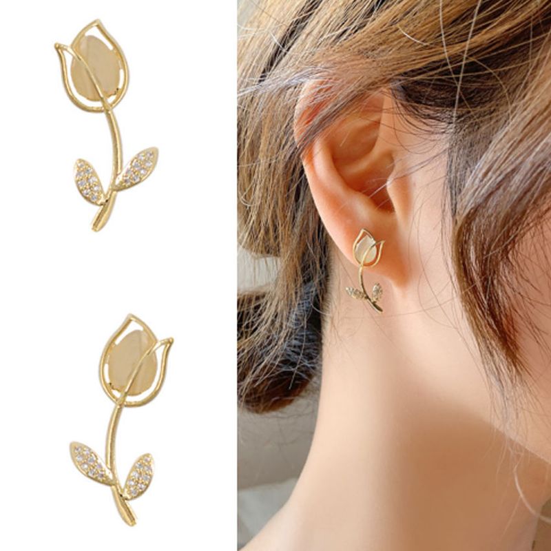 Fashion Flower Alloy Plating Diamond Artificial Diamond Ear Studs 1 Pair