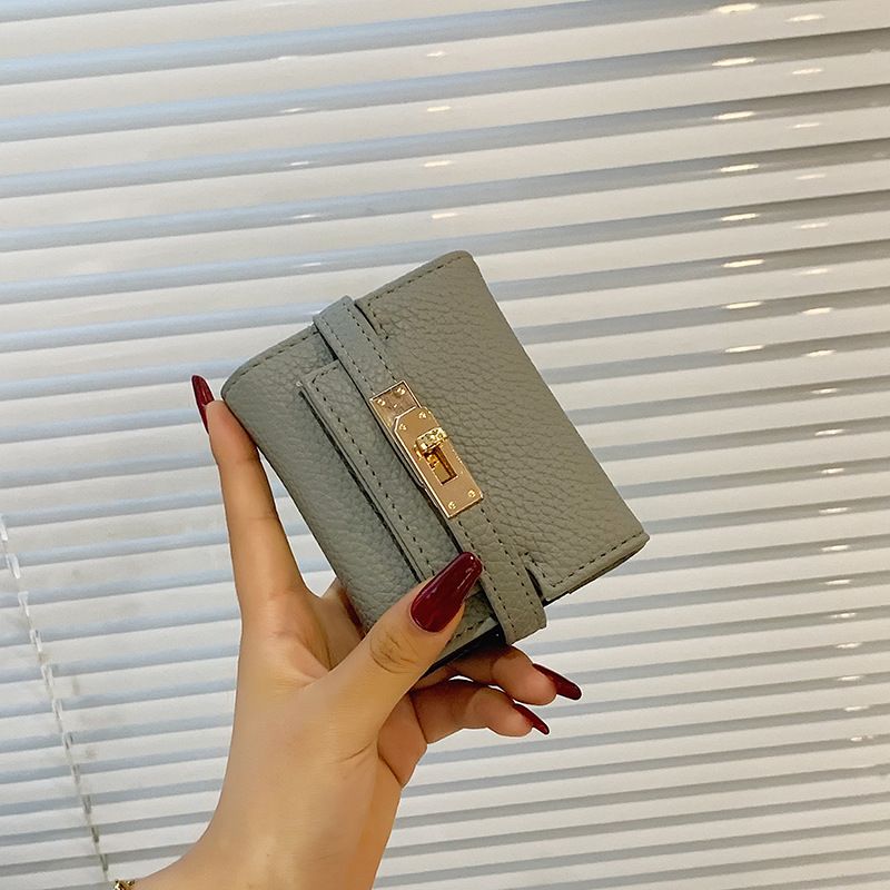 Fashion Simple Square Multi-layered Mini Size Pu Leather Wallet