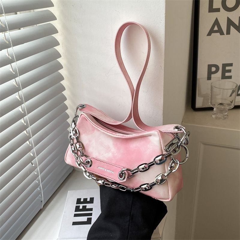 Trendy Square Gradient Color Chain Small Size Pu Leather Shoulder Bag