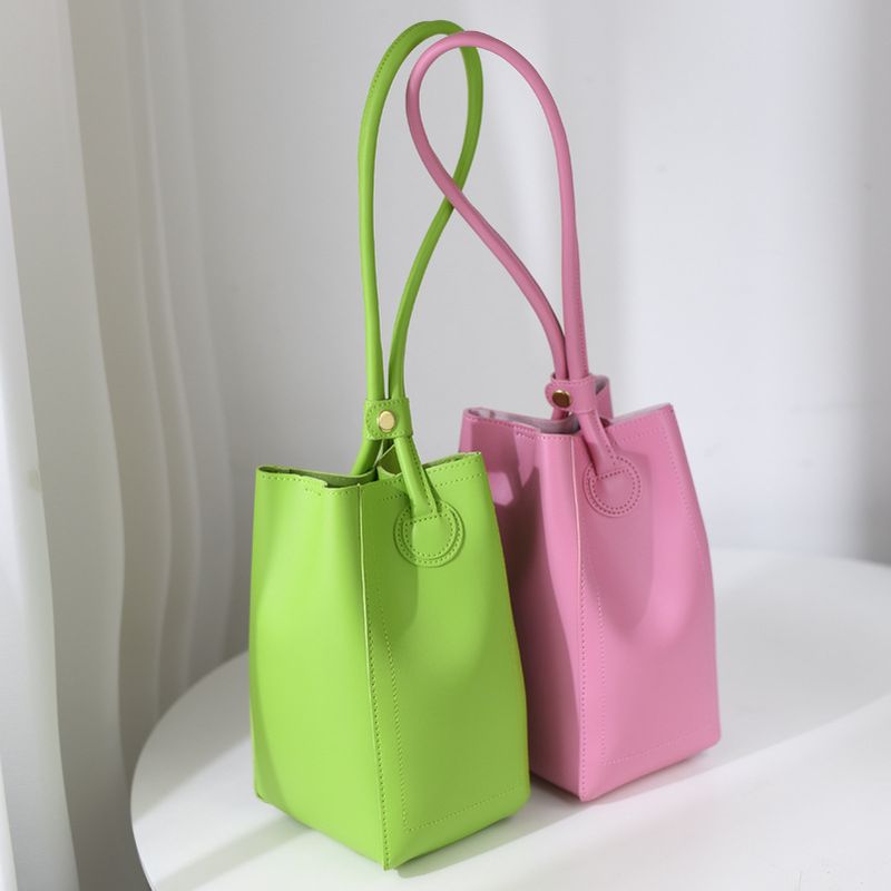 2022 New Simple Solid Color Portable Underarm Shoulder Bucket Bag